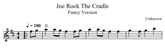 Rock The Cradle, Joe - staff notation