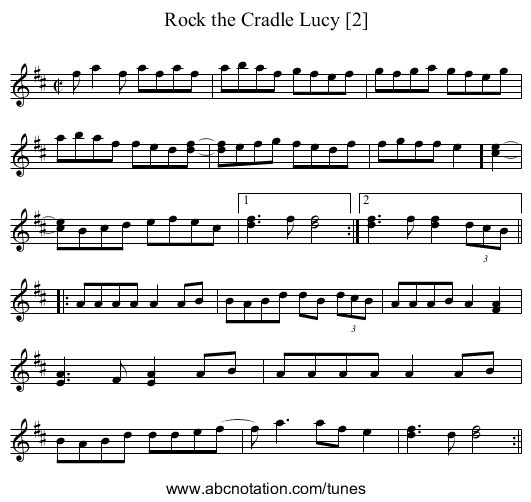 Rock the Cradle Lucy [2] - staff notation