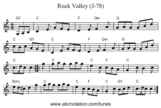 Rock Valley (J-78) - staff notation