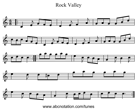 Rock Valley - staff notation
