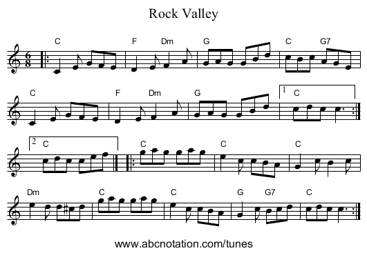 Rock Valley - staff notation