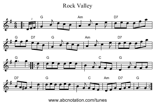 Rock Valley - staff notation