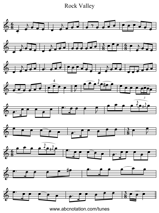 Rock Valley - staff notation