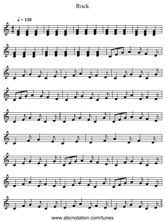 Rock - staff notation
