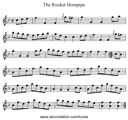 Rocket Hornpipe, The - staff notation