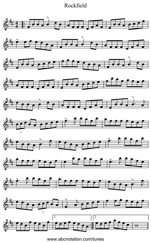 Rockfield - staff notation