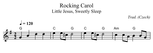 Rocking Carol - staff notation