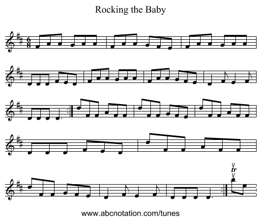 Rocking the Baby - staff notation
