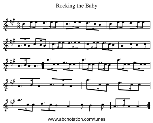 Rocking the Baby - staff notation