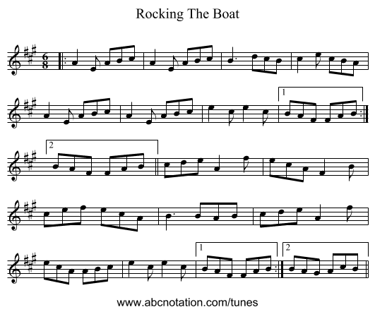 Rocking The Boat - staff notation