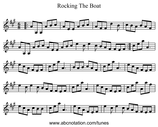 Rocking The Boat - staff notation