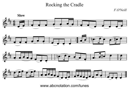 Rocking the Cradle - staff notation
