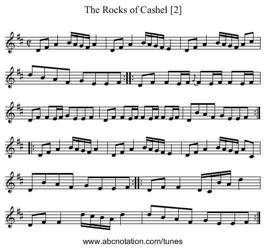 Rocks of Cashel [2], The - staff notation
