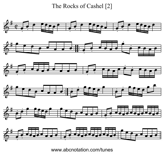 Rocks of Cashel [2], The - staff notation