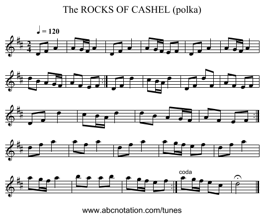 ROCKS OF CASHEL (polka), The - staff notation