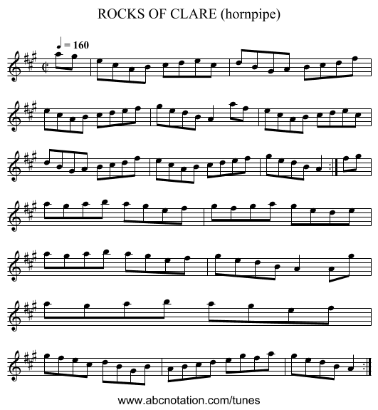 ROCKS OF CLARE (hornpipe) - staff notation