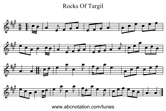 Rocks Of Targil - staff notation