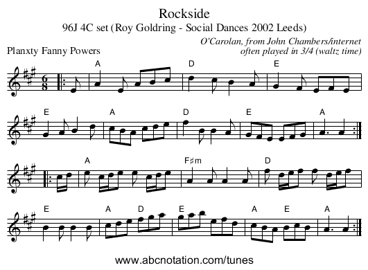 Rockside - staff notation
