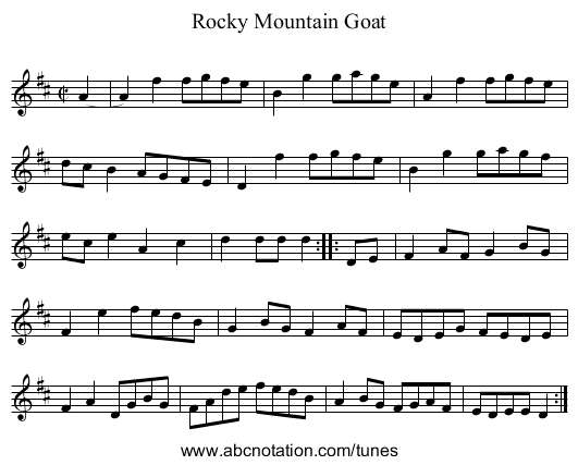 Rocky Mountain Goat - staff notation