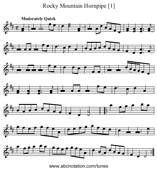 Rocky Mountain Hornpipe [1] - staff notation