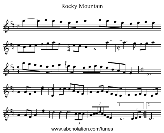 Rocky Mountain - staff notation