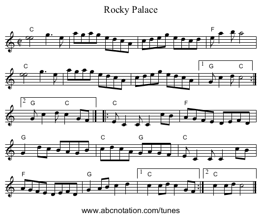 Rocky Palace - staff notation