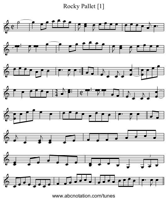 Rocky Pallet [1] - staff notation