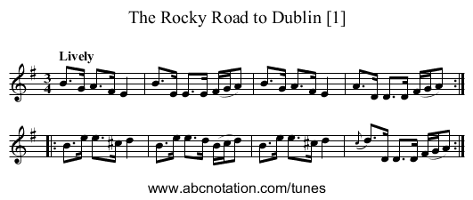 Rocky Road to Dublin [1], The - staff notation