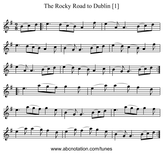 Rocky Road to Dublin [1], The - staff notation