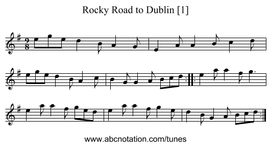 Rocky Road to Dublin [1] - staff notation