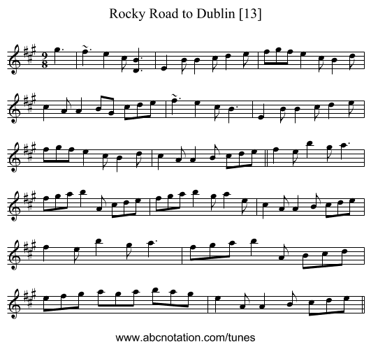 Rocky Road to Dublin [13] - staff notation