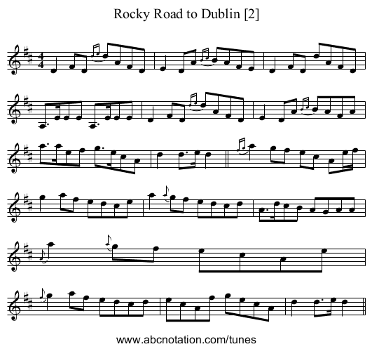 Rocky Road to Dublin [2] - staff notation