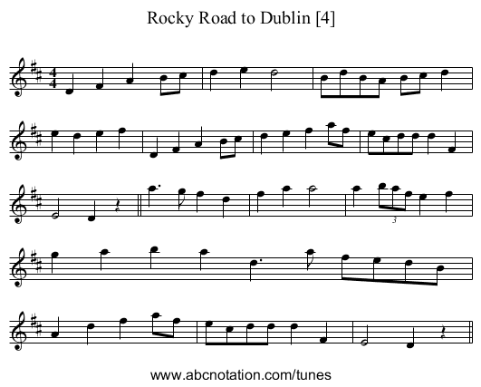 Rocky Road to Dublin [4] - staff notation