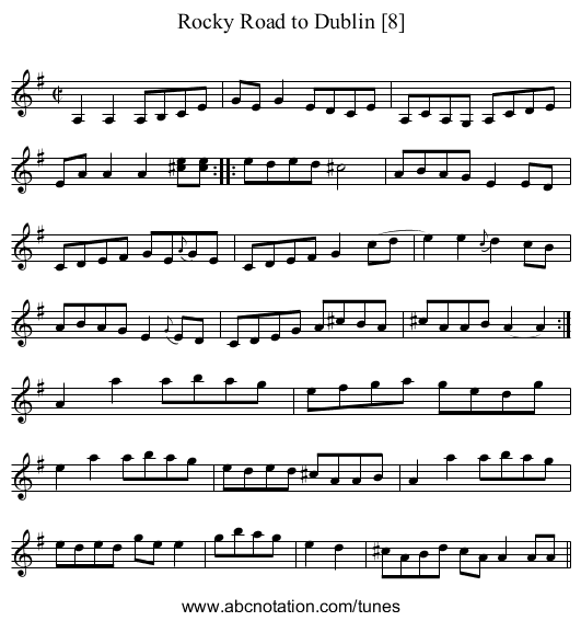 Rocky Road to Dublin [8] - staff notation
