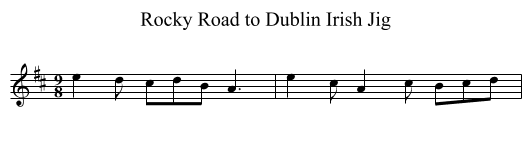 Rocky Road to Dublin Irish Jig - staff notation