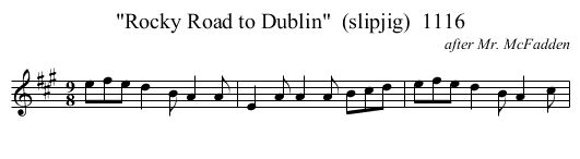 Rocky Road to Dublin  (slipjig)  1116 - staff notation