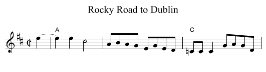 Rocky Road to Dublin - staff notation