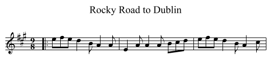 Rocky Road to Dublin - staff notation