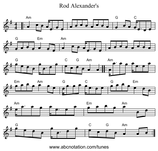 Rod Alexander's - staff notation