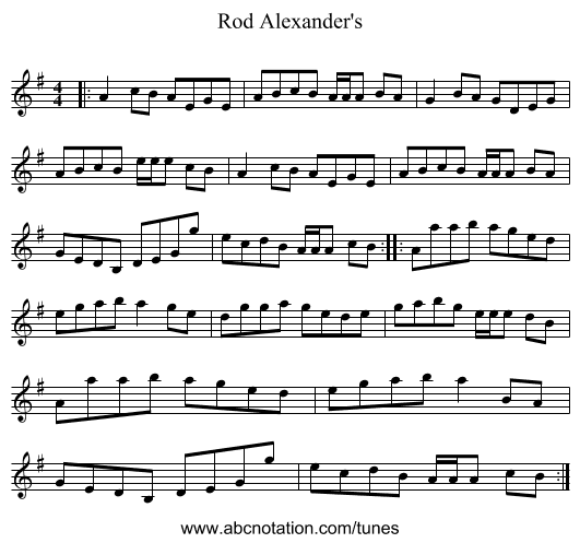 Rod Alexander's - staff notation