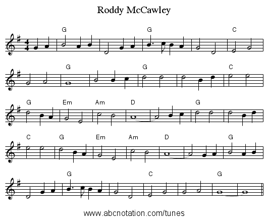 Roddy McCawley - staff notation