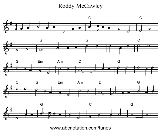 Roddy McCawley - staff notation