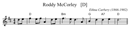 Roddy McCorley   [D] - staff notation
