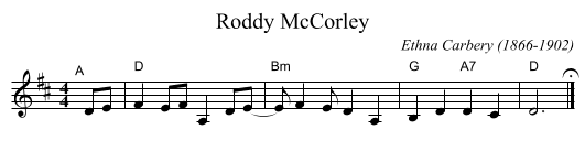 Roddy McCorley - staff notation