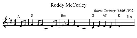 Roddy McCorley - staff notation