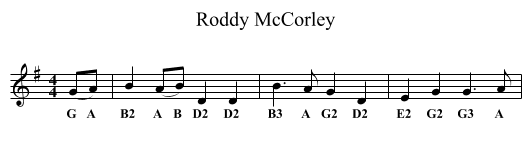 Roddy McCorley - staff notation