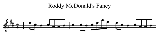 Roddy McDonald's Fancy - staff notation