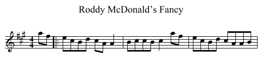 Roddy McDonald’s Fancy - staff notation