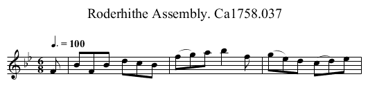 Roderhithe Assembly. Ca1758.037 - staff notation