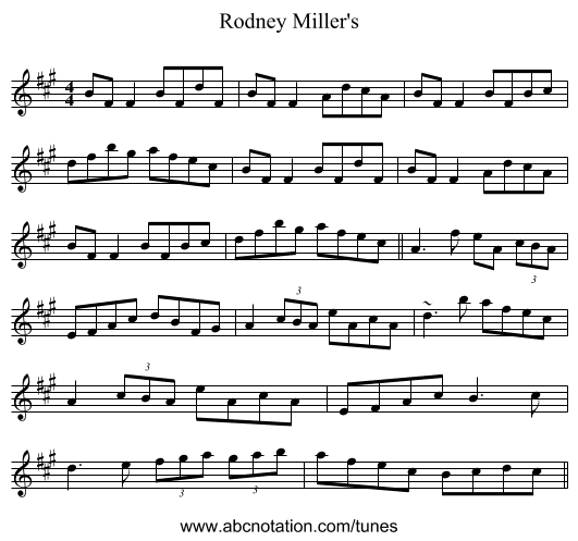 Rodney Miller's - staff notation